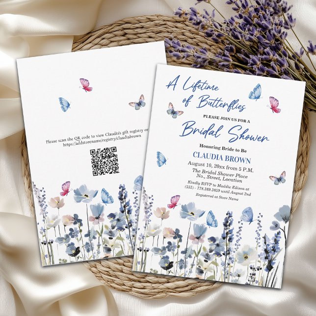 Convite Código QR de Flores Silvestres Bluebell para Chá d (Criador carregado)
