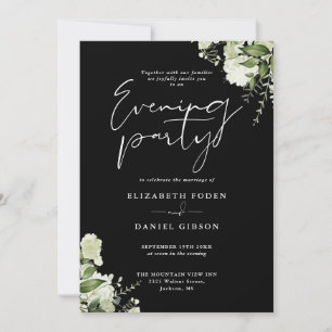 Convite Código QR de Folhagem Floral para Festa de Casamen