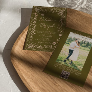 Convite Código QR de Foto Casamento Floral de Campinas Des