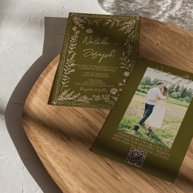 Convite Código QR de Foto Casamento Floral de Campinas Des (Criador carregado)