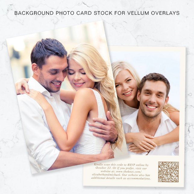 Convite Código QR de Foto Código Dourado Cream Fundo Vellu (Criador carregado)