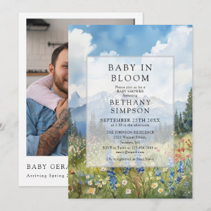 Convite Código QR de Foto da Montanha Baby In Bloom Chamad