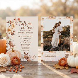 Convite Código QR de Foto de Abóbora de Casamento de Enamo