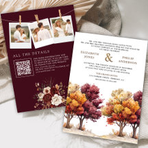 Código QR de Foto de Árvores de Outono Burgundy Ca