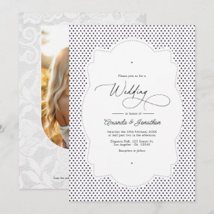 Convite Código QR de Foto de Casamento com Moldura de Rend