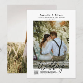 Convite CÓDIGO QR DE FOTO DE CASAMENTO Minimalista Branco 