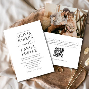 Convite Código QR de Foto de Casamento Minimalista Moderno