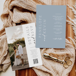 Convite Código QR de Foto de Casamento Minimalista Moderno