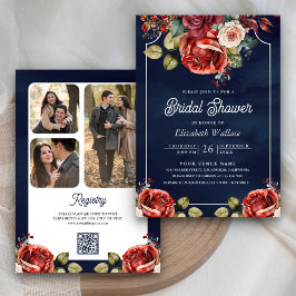 Convite Código QR de Foto de Rosas Vermelhas Florais para 