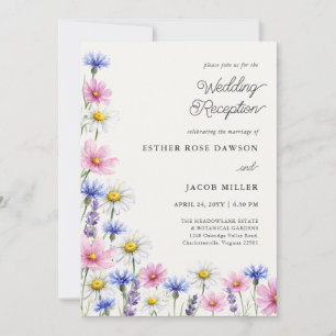 Convite Código QR de Foto do Casamento de Flores Silvestre
