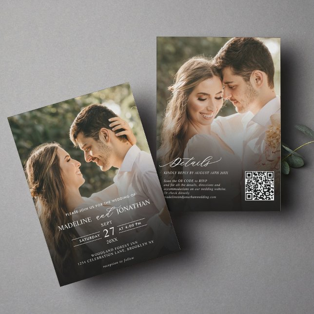 Convite Código QR de Foto do Elegante Moderno 2 Todos em u (Criador carregado)