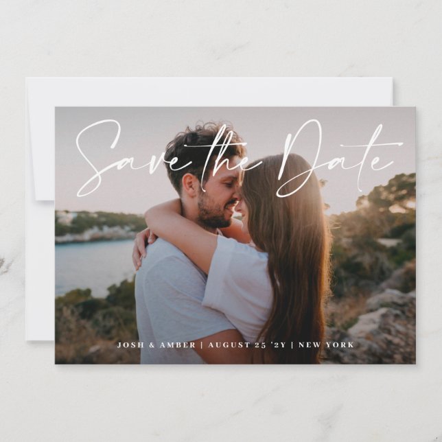 Convite Código QR de Foto Editável Moderno | Guardar O Car (Frente)