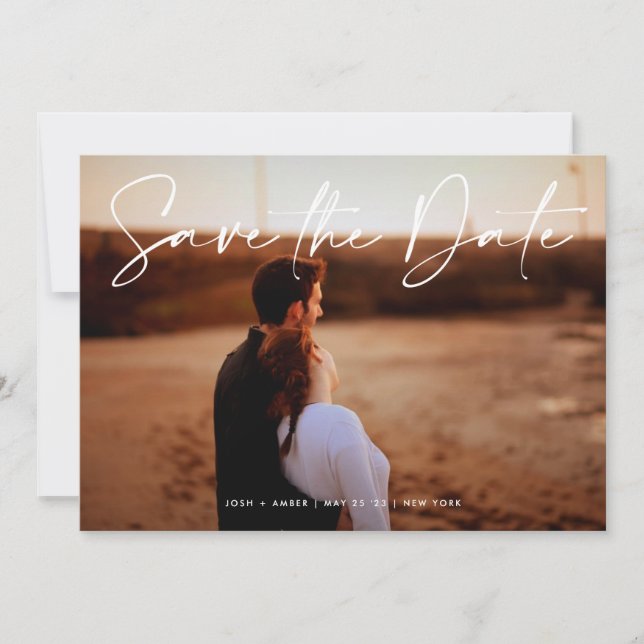 Convite Código QR de Foto Editável Moderno - Salvar o Cart (Frente)