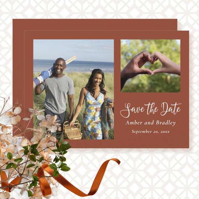 Convite Código QR de Foto Mínimo Laranja Queimado Salvar D (Criador carregado)