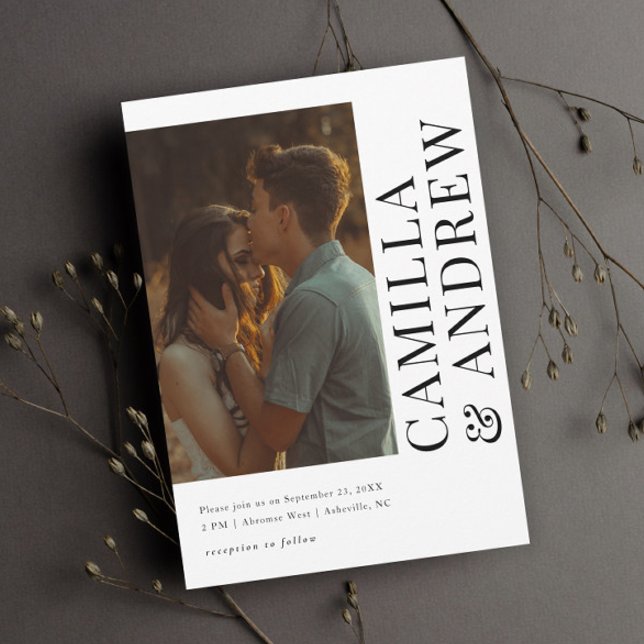 Convite Código QR de Foto Moderna Casamento RSVP (Criador carregado)