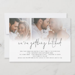 Convite Código QR de Foto Moderno 2 Obtendo Casamento Hitc