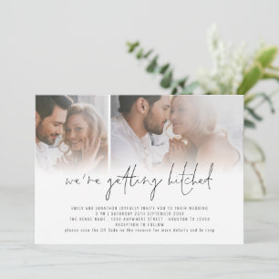 Convite Código QR de Foto Moderno 2 Obtendo Casamento Hitc