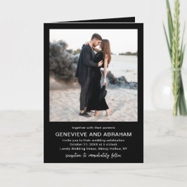 Convite Código QR de Foto Preta Limpa Casamento Moderno