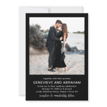 Código QR de Foto Preta Limpa Casamento Moderno