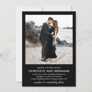Convite Código QR de Foto Preta Limpa Casamento Moderno