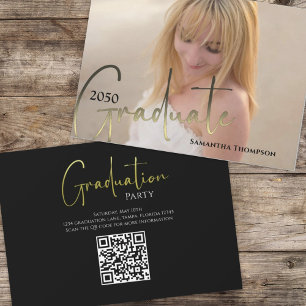 Convite Código QR de Fotografia da Caligrafia Preta do For