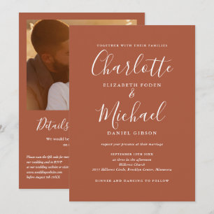 Convite Código QR de Fotografia de Casamento com Letra Ele