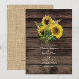 Convite Código QR de Girassóis Rústicos para RSVP Casament