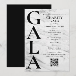Convite Código QR de Mármore para Evento de Gala de Carida
