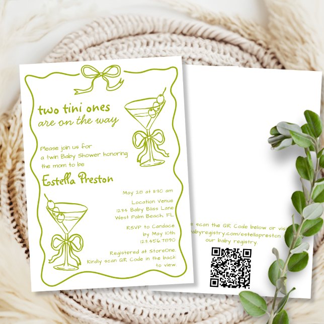 Convite Código QR de Martinis Sujos Caprichosos para Chá d (Criador carregado)