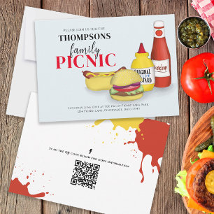 Convite Código QR de Mídia Social Divertido Churrasco de P