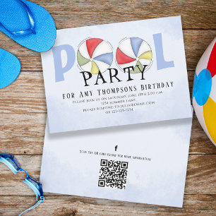 Convite Código QR de Mídia Social para Festa de Piscina Di