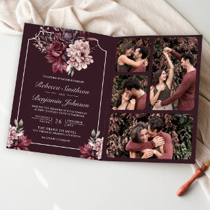 Convite Código QR de Moldura Floral Malva Escura para Casa
