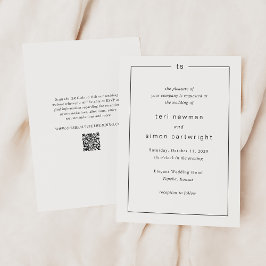 Convite Código QR de Monograma Atemporal Casamento Moderno