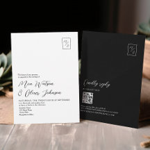 Código QR de Monograma Minimalista Preto e Branco 