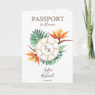 Convite Código QR de Passaporte de Casamento no Destino de