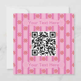 Convite Código QR de Peppermint Rosa Divertido e Elegante