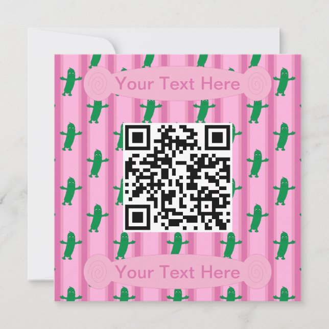 Convite Código QR de Picles Rosa e Rico (Frente)