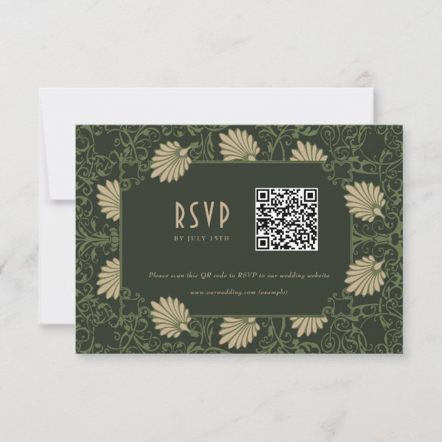 Convite Código QR de RSVP de Casamento Nouveau (Frente)