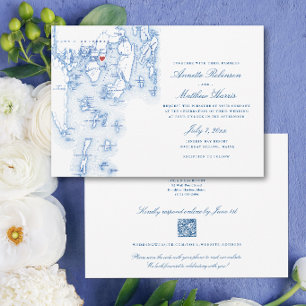 Convite Código QR de RSVP de casamento tudo-em-um do Linek