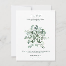 Convite Código QR de RSVP de Noivado com Eucalipto Elegant