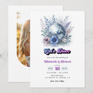 Convite Código QR de RSVP para Casamento no Retro Disco Ga