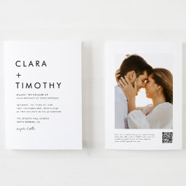 Convite Código QR de Script Clássico Mínimo Tudo em Um Cas