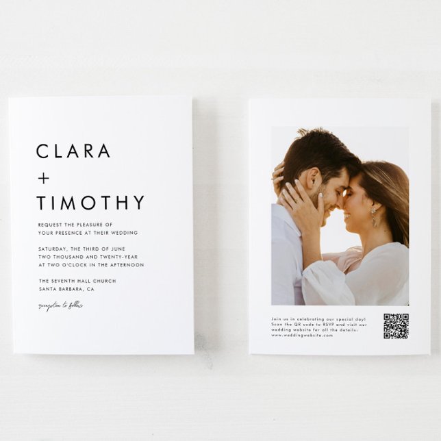 Convite Código QR de Script Clássico Mínimo Tudo em Um Cas (Criador carregado)