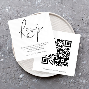 Convite Código QR de Script - Placa RSVP Preta de Casament