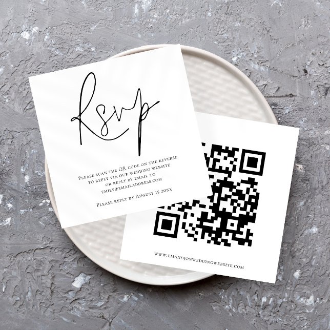 Convite Código QR de Script - Placa RSVP Preta de Casament (Criador carregado)