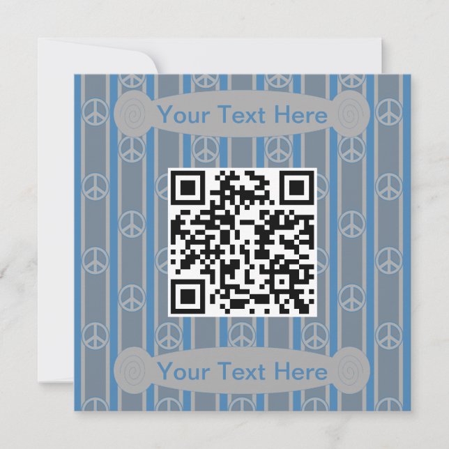 Convite Código QR de Sinal de Paz de Diversão e Rico (Frente)
