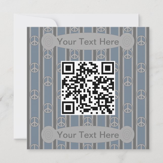 Convite Código QR de Sinal de Paz de Diversão e Rico (Frente)