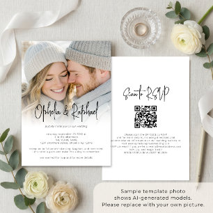 Convite Código QR de Sobreposição de Foto Casamento Script