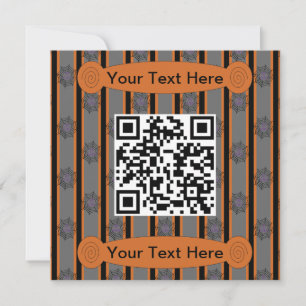 Convite Código QR de teia de aranha de Halloween divertido