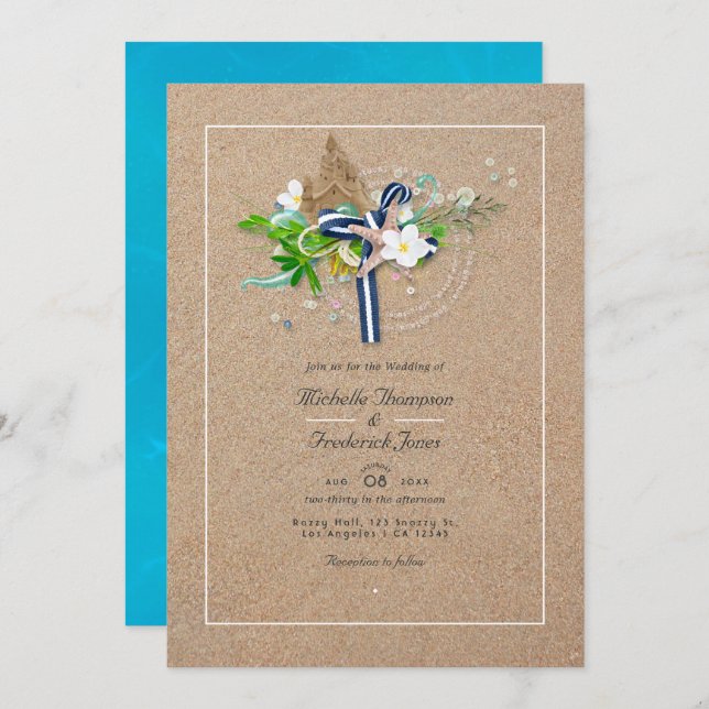 Convite Código QR de Verão legal Casamento de Praia RSVP (Frente/Verso)